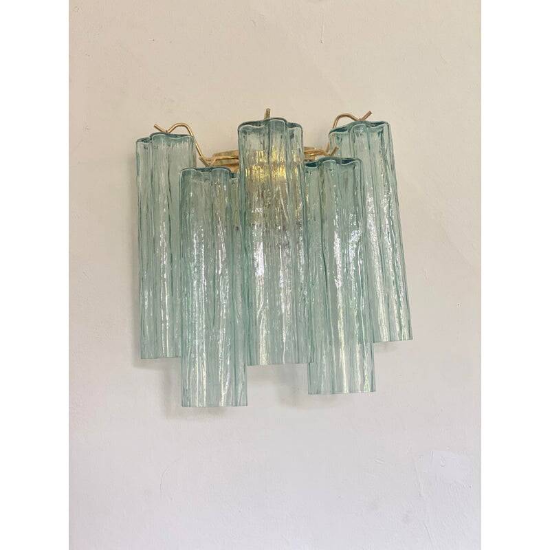 Italian Wall Light Green “Tronchi” Murano Glass Wall Sconce