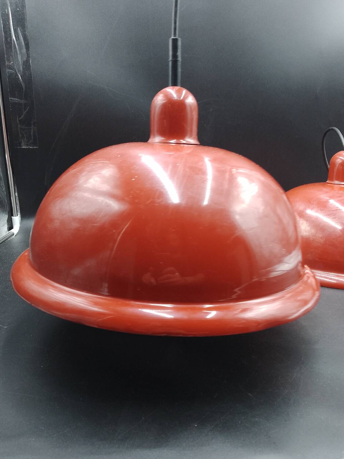 Rare x2 Lita pendant light design industrial lamp factory sheet metal 1960/70 loft