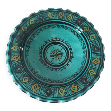 Assiette artisanale marocaine en faïence turquoise – Safi