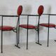 3 armchairs designs steel and leather, France, circa 1980