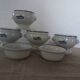 4 Large bowls salad bowls + 2 cups PILLIVUYT blue decoration boat G. CAOUDAL