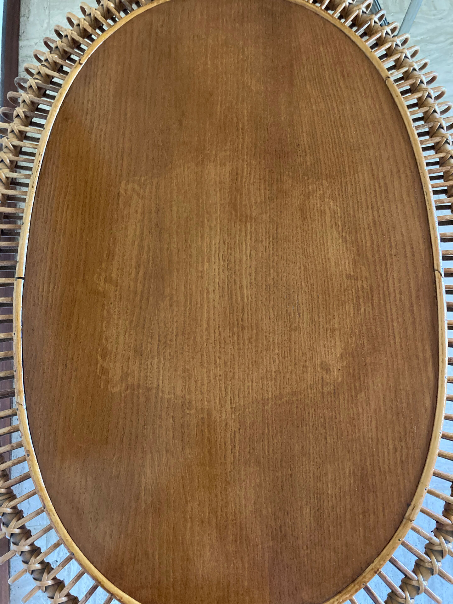 Vintage sun rattan oval coffee table