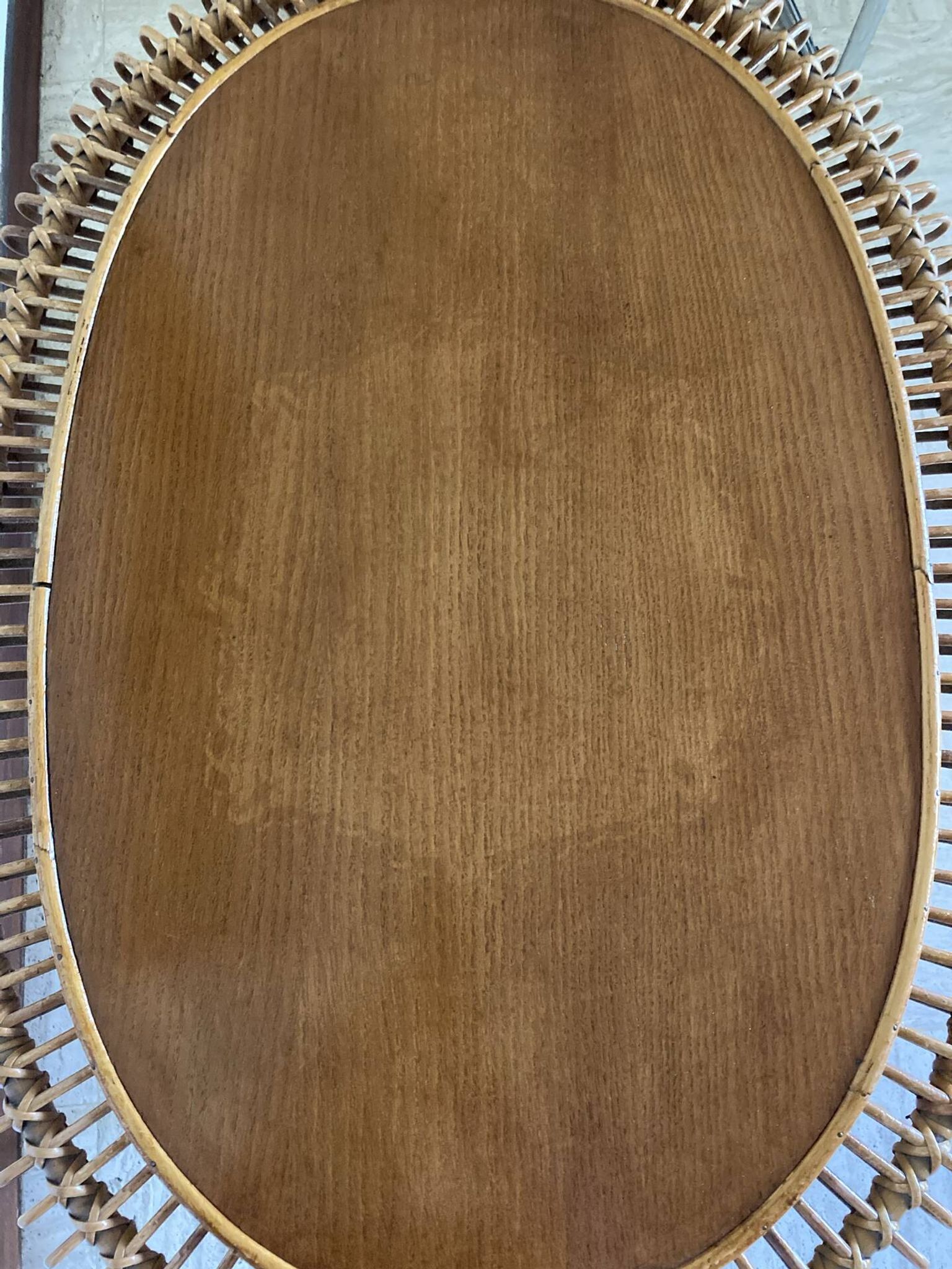 Vintage sun rattan oval coffee table