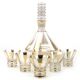 Mid-century modern liqueur set, clear gilded glass, Kamenický Šenov, Czechoslovakia, 1950s