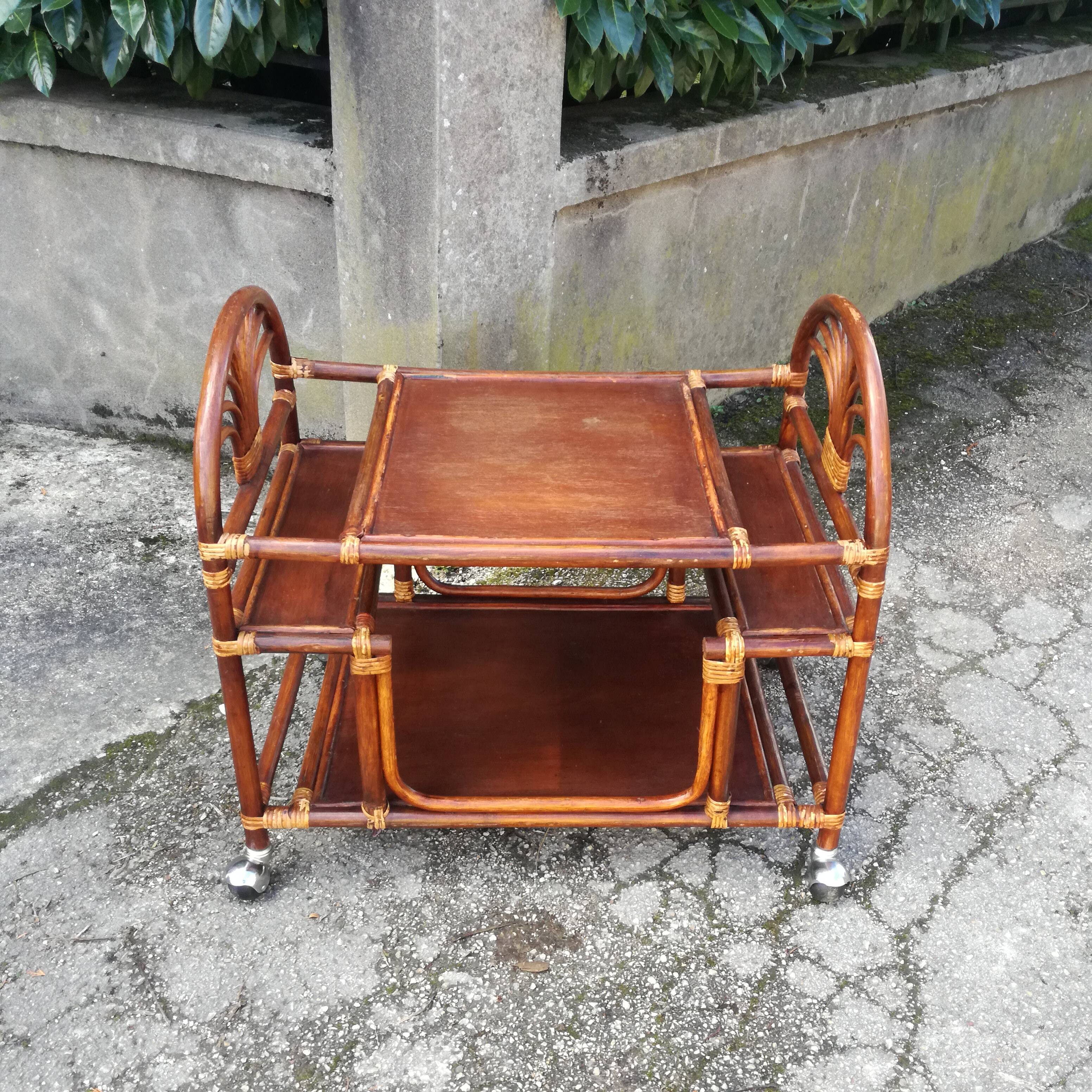 Serving rattan trolley L80