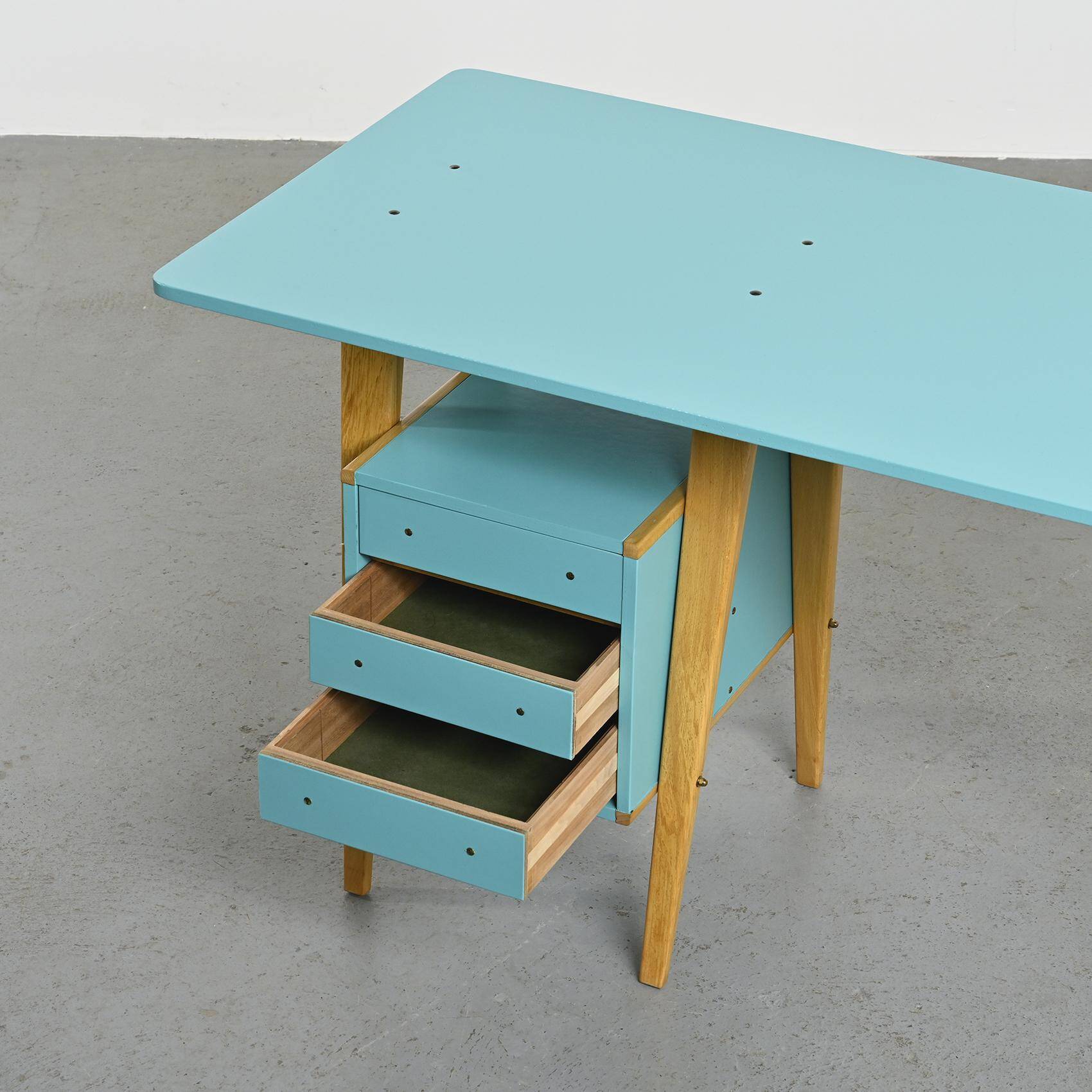 Ensemble bureau et chaise par André Sornay, Sornay Meubles Lyon 1955