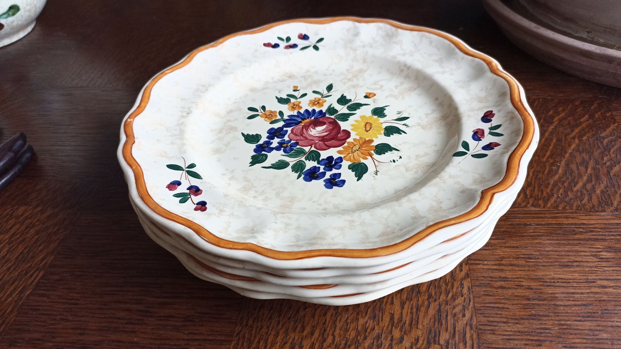 5 flat earthenware plates from Longchamp - Mistral