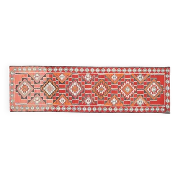 Colorful Vintage Turkish Oushak Handmade Orange Red Wool Runner 90x305