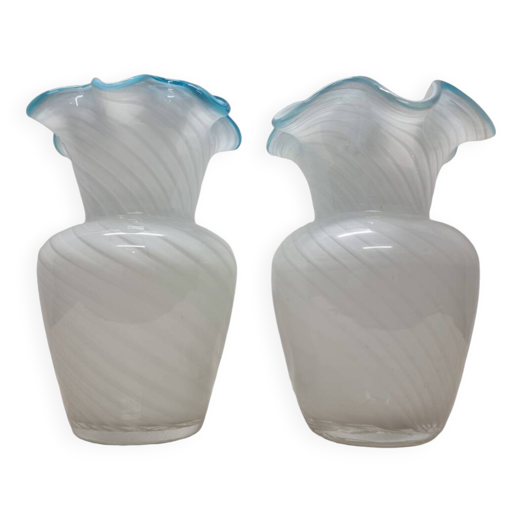 2 vases vintage en verre de Murano Swirl, années 1970