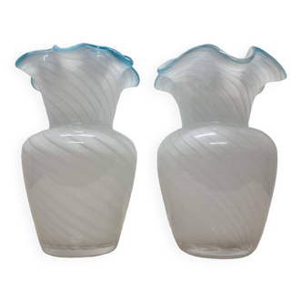 2 Vintage Murano Vases Swirl, 1970s