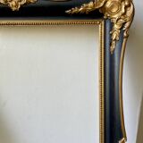 Cadre ancien Bordures noires et dorées sur bois 51 x 35,5 cm
