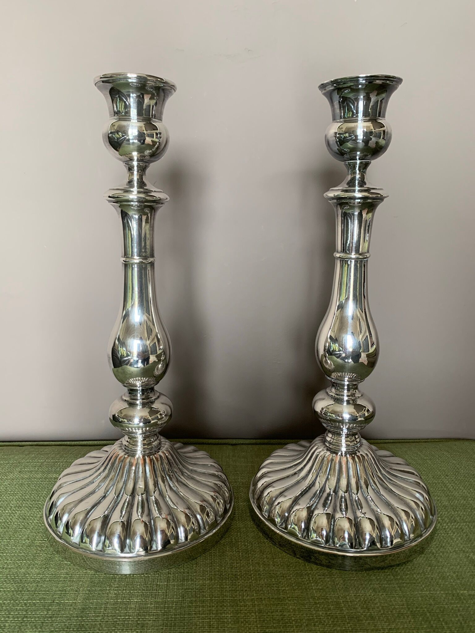Silver metal candle holders