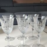 Set of 6 white wine glasses, Bohemian crystal. Regency/Empire style, 17.5 cm