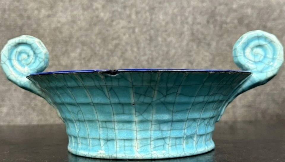 Longwy: Important bowl or empty pocket in polychrome cloisonné enamels