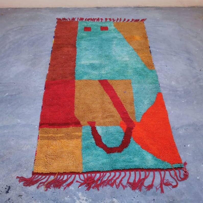 Tapis beni ourain traditionnel tissé main