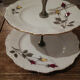 Servant display for cakes or porcelain cheeses Vintage red and yellow roses