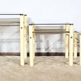 Beige Metal Nesting Tables, attributed to Yves Boutboul – 1970