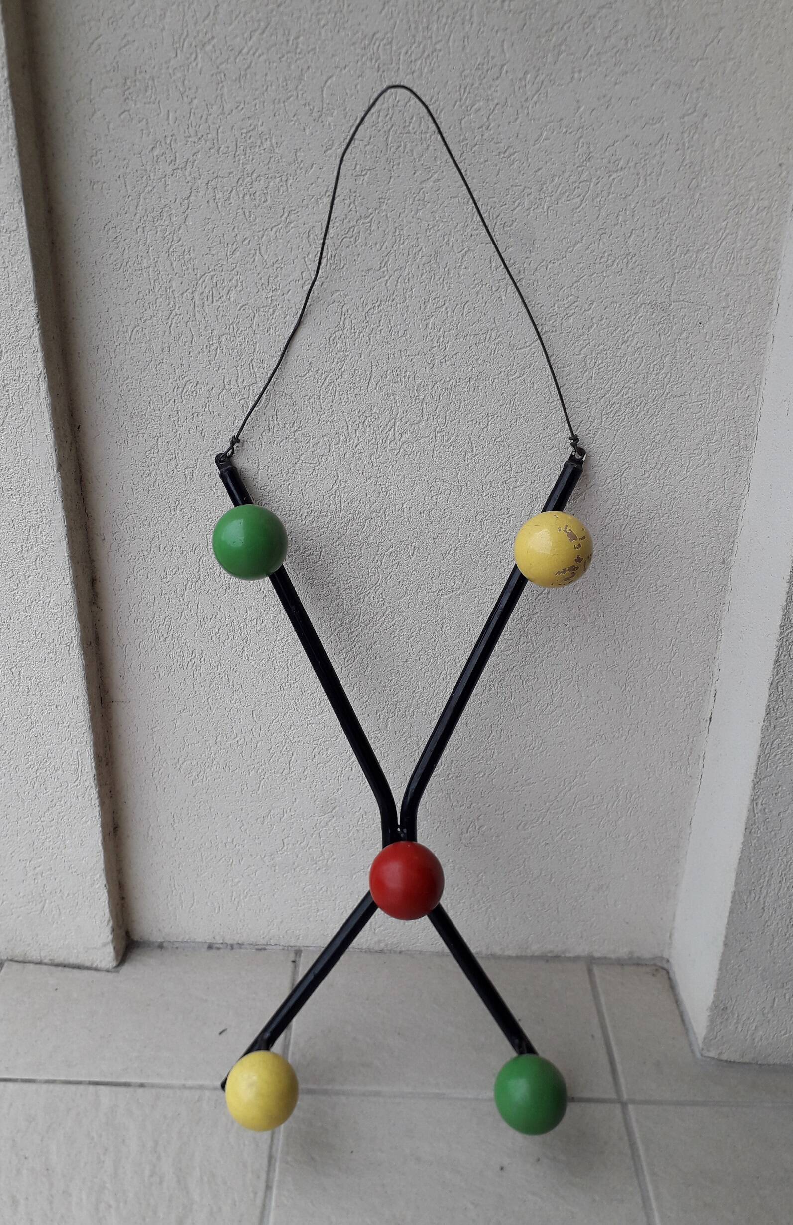 Metal and wood coat rack