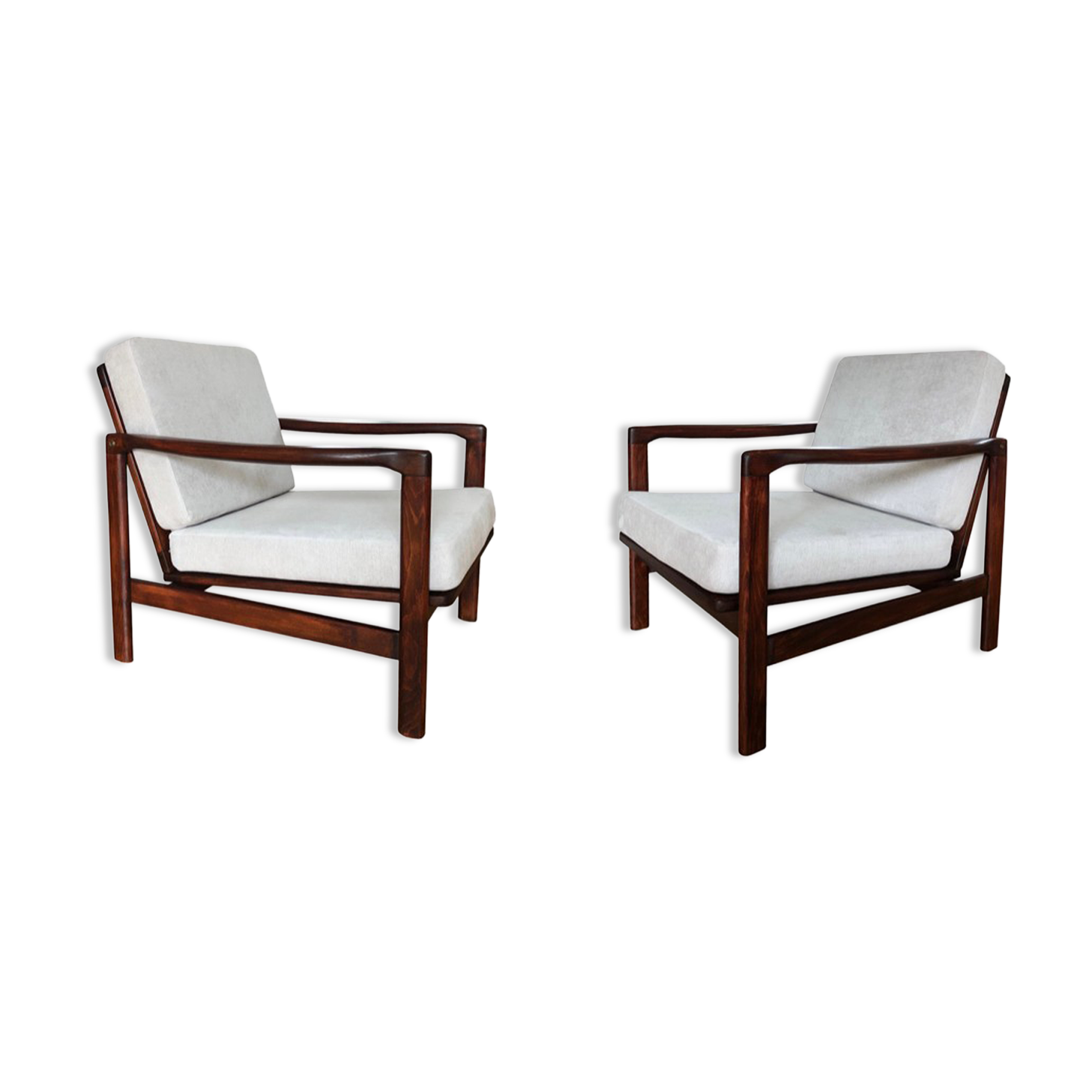 Grey B 7752 Armchairs By Zenon Bączyk For Swarzędzkie Fabryki Mebli, 1960s, Set Of 2