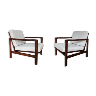 Fauteuils Gris B 7752 Par Zenon Bączyk Pour Swarzędzkie Fabryki Mebli, années 1960, Set Of 2