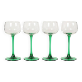 Ensemble de 4 verres à vin vintage Luminarc Alsace avec tiges vertes étroites.