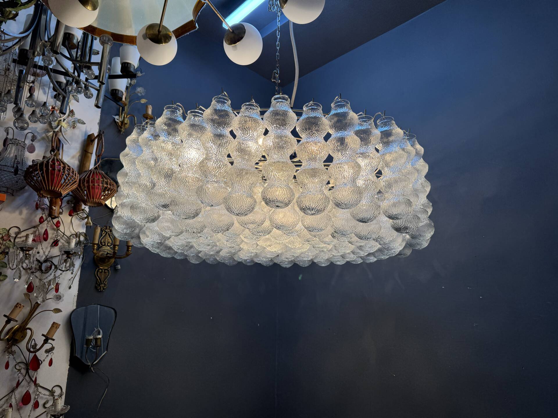 Extra Large Murano Glass Bubble Chandelier / Flushmount, Italy, 1980s