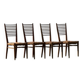 Chaises vintage paillées attribués à Geneviève Pons