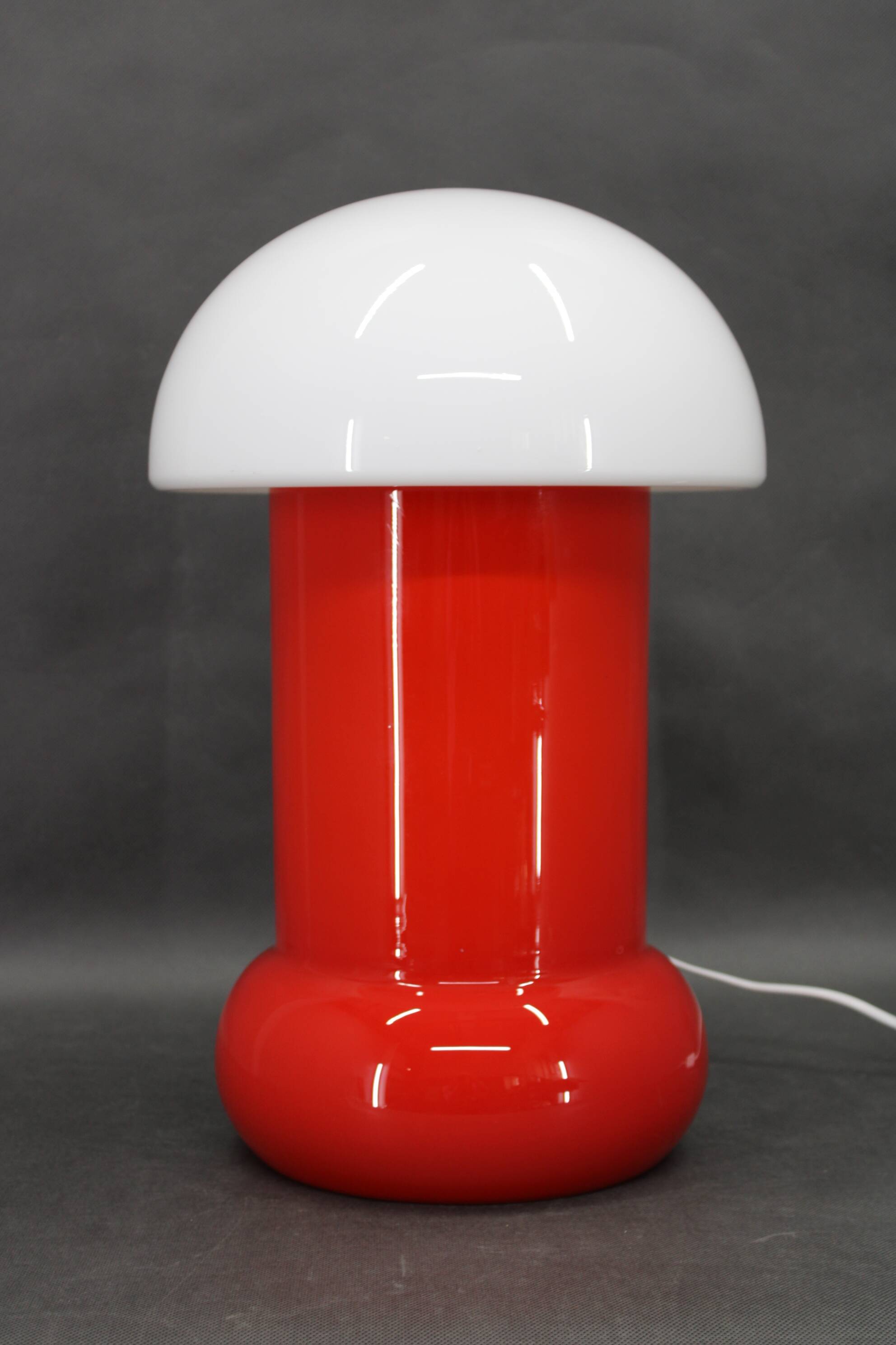 Opaline glass mushroom table lamp, Space Age, Czechoslovakia, 1970s