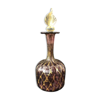 Flacon en verre violet de murano avec inclusion d'or, vers 1900