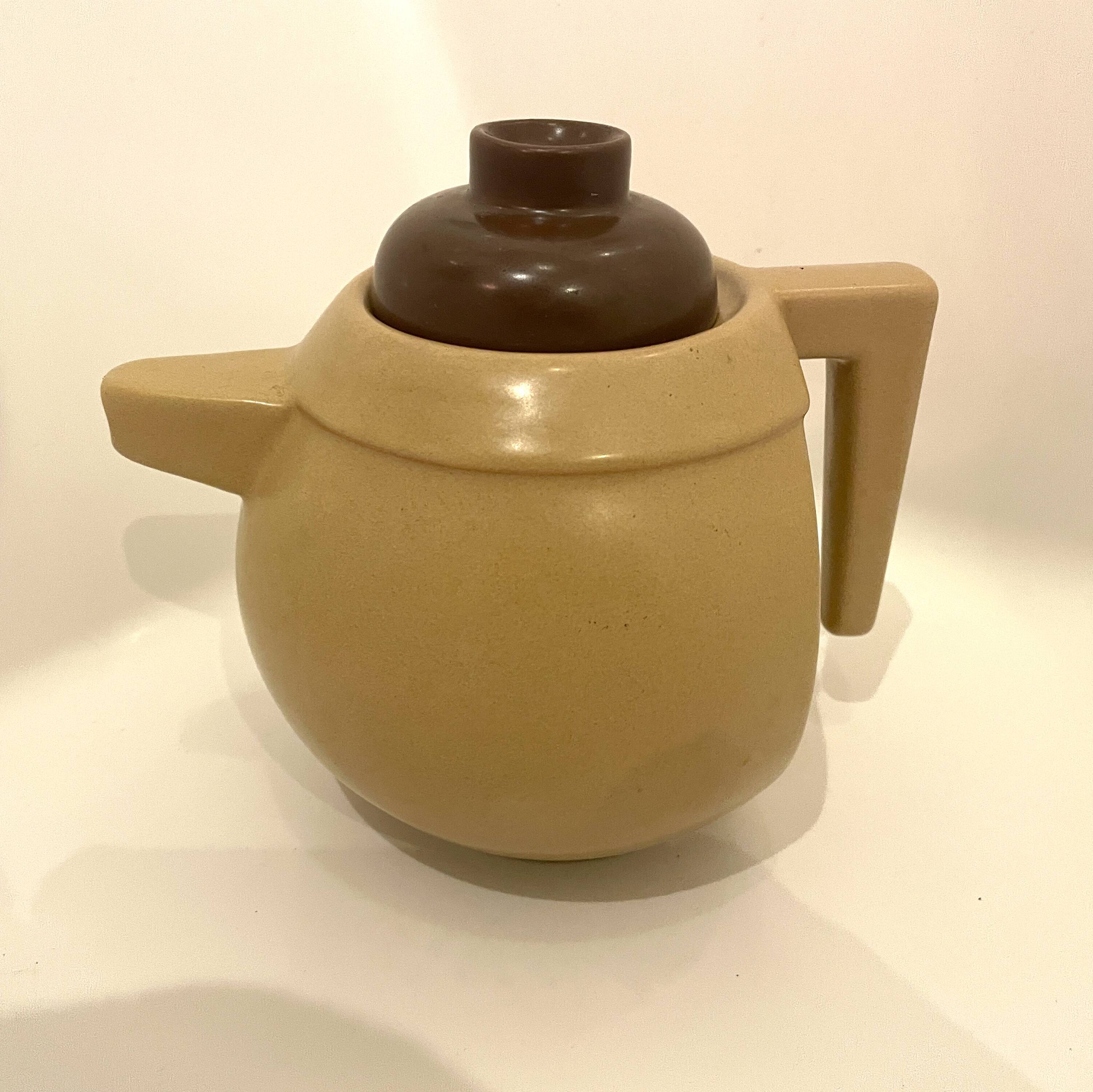 Théière / cafetière vintage en grès – Design moderniste années 70 –