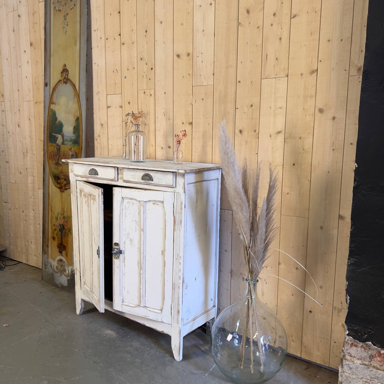 White patinated Parisian sideboard