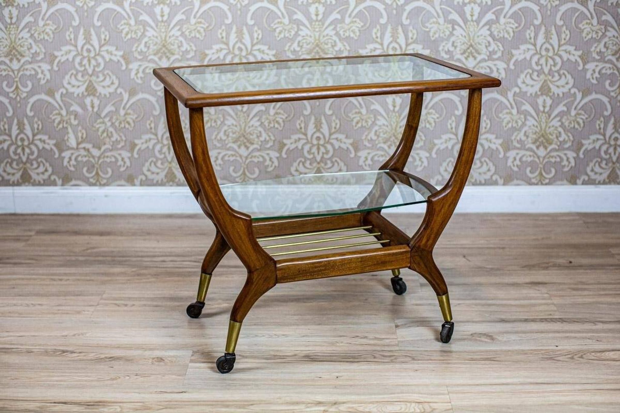 Vintage Coffee Table with Glass Top, 1990s