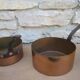 Set of 5 copper saucepans
