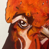 Coq portrait peinture à l’huile