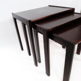 Set of nesting tables in dark wood of Danish design from the 1960s