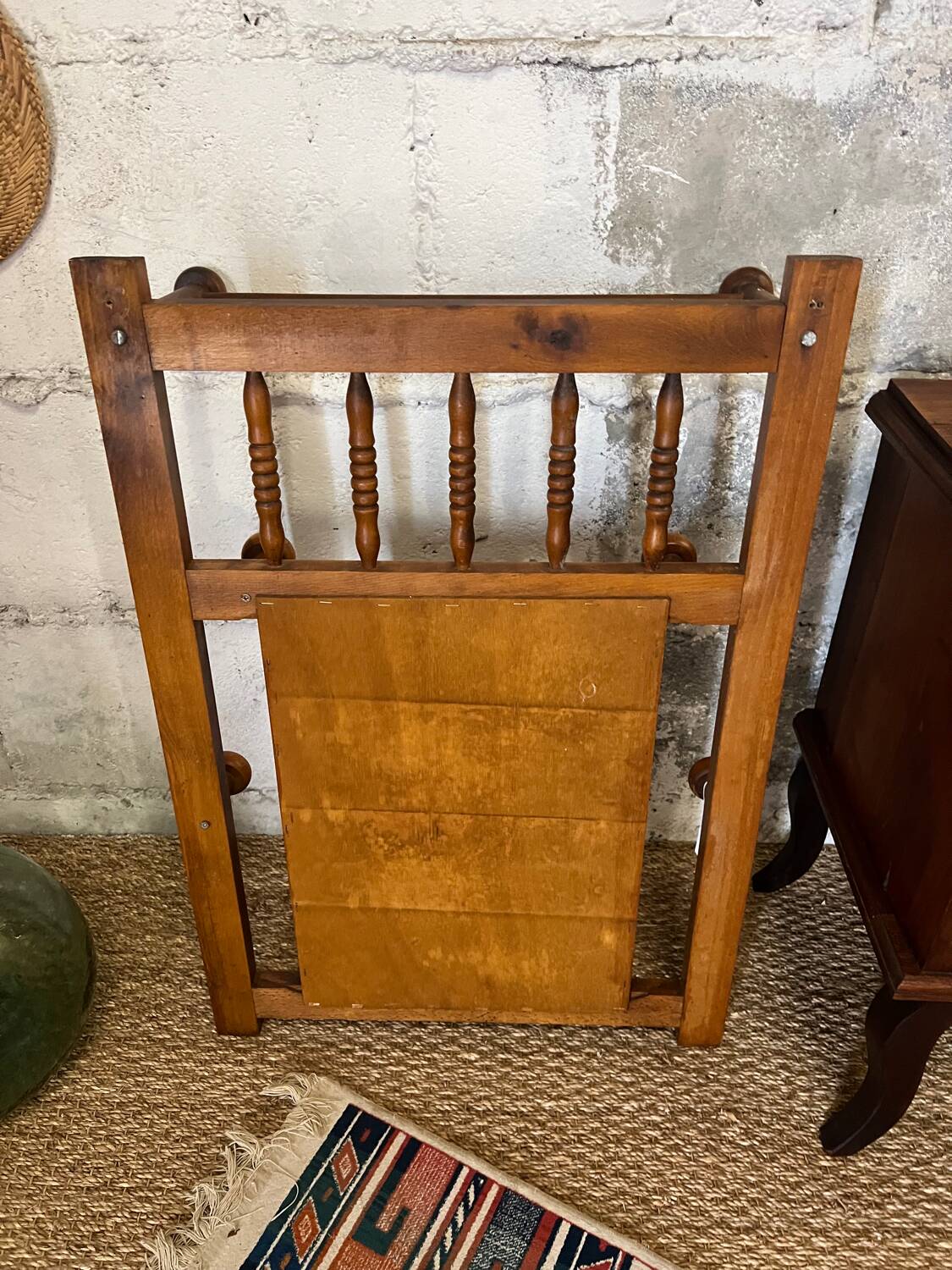 Wooden coat rack with mirror
