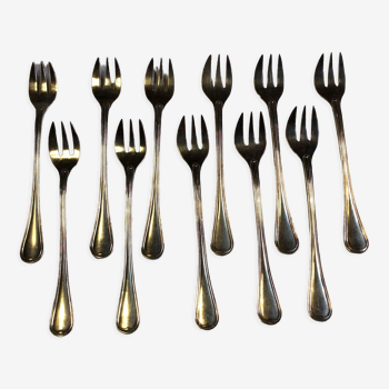 12 Christofle oyster forks in silver metal