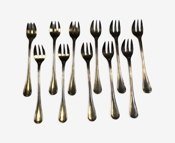 12 fourchettes à huîtres Christofle en métal argenté