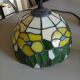 Antique stained glass and tin pendant light