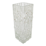 Large frosted glass floor vase in Op Art style by Peill & Putzler, Germany, mid-20th century, 1970s.