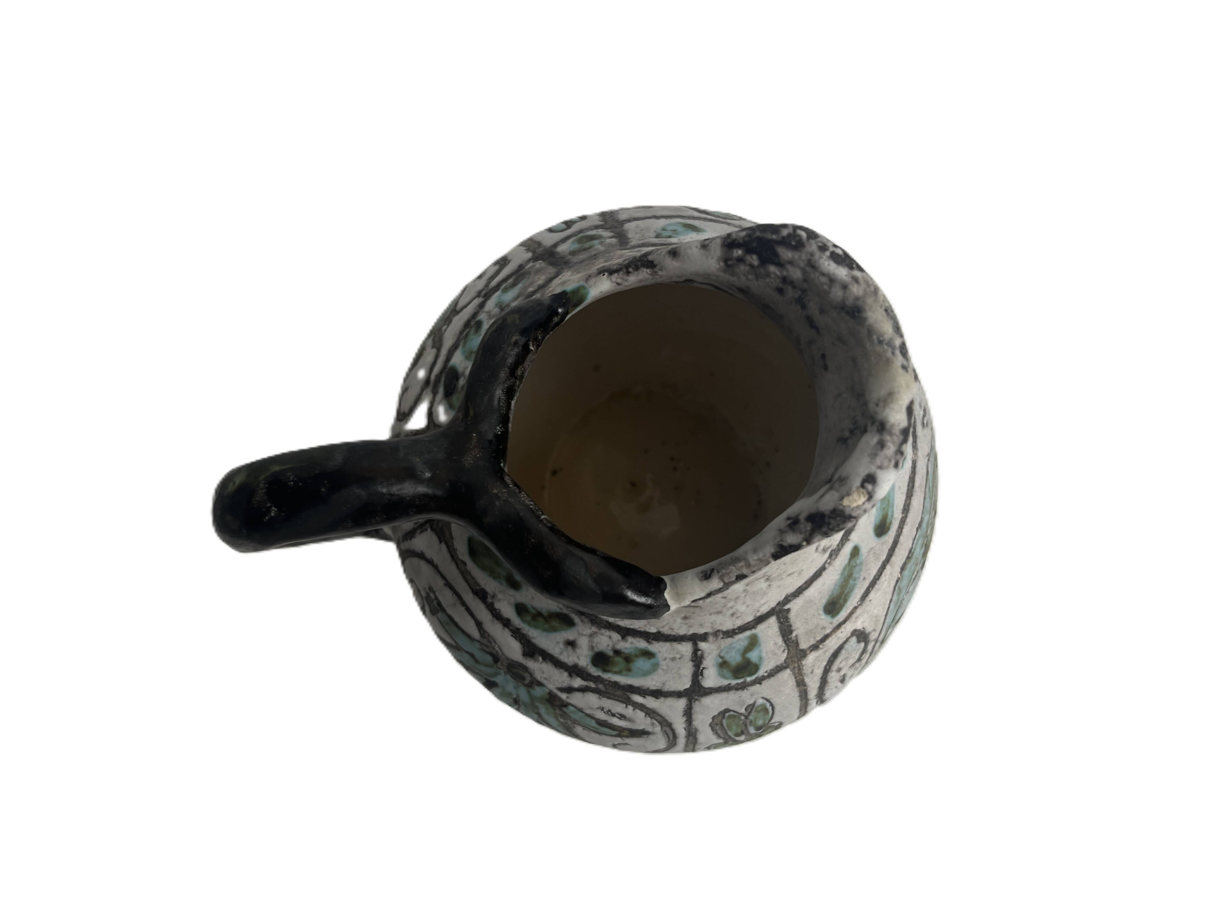 Massier Vallauris, bulbous jug, glazed earthenware, early 20th century.