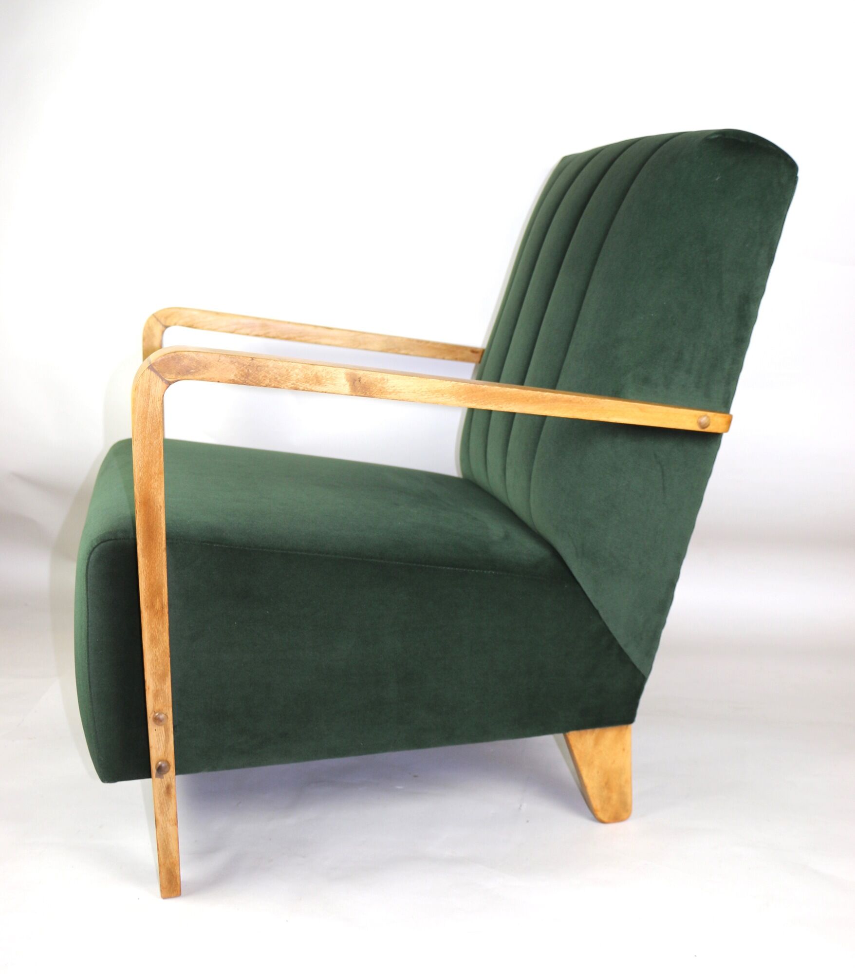 Fauteuil en velours olive, années 1970