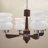 Wooden chandelier, Danish design, 1970s, production: Denmark