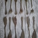 6 couverts à poisson Art Nouveau Chardons en métal argenté Boulenger