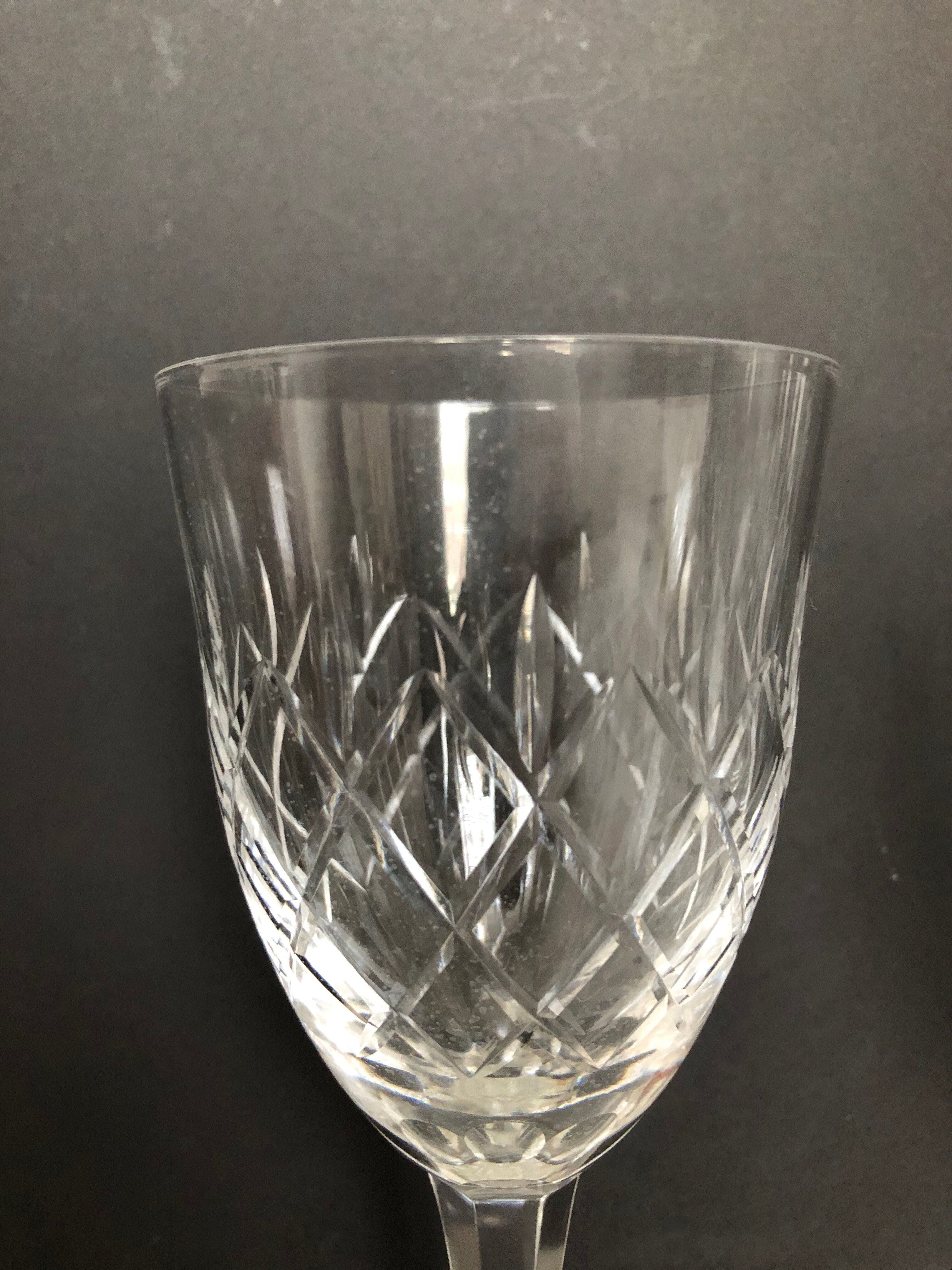 Set of six cut Lorraine crystal water glasses