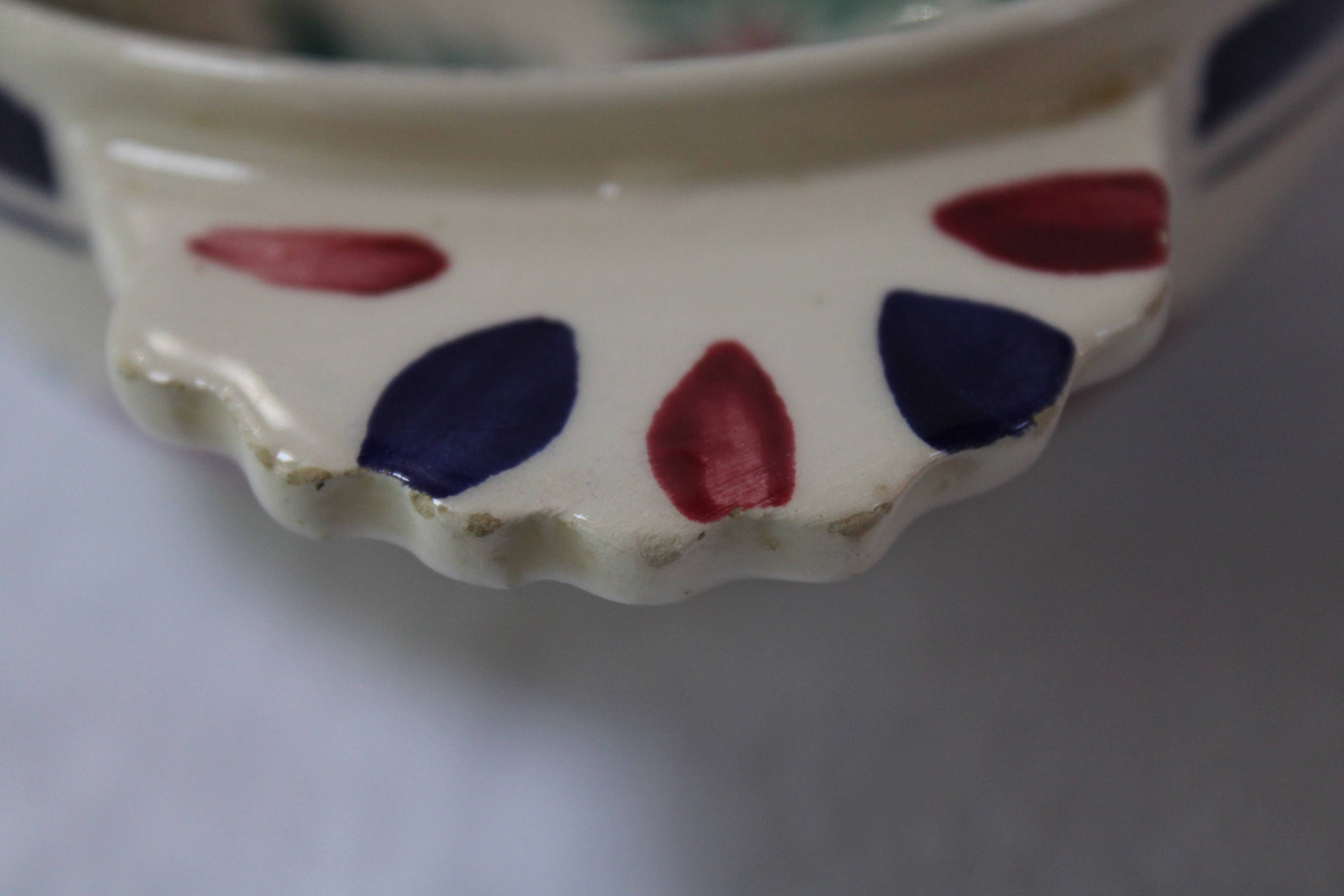 Ceramic eared bowl signed HB Quimper