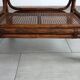 Table basse vintage bambou, rotin et cuir années 60
