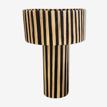 Minimalist bedside table lamp raffia Striped zebra black