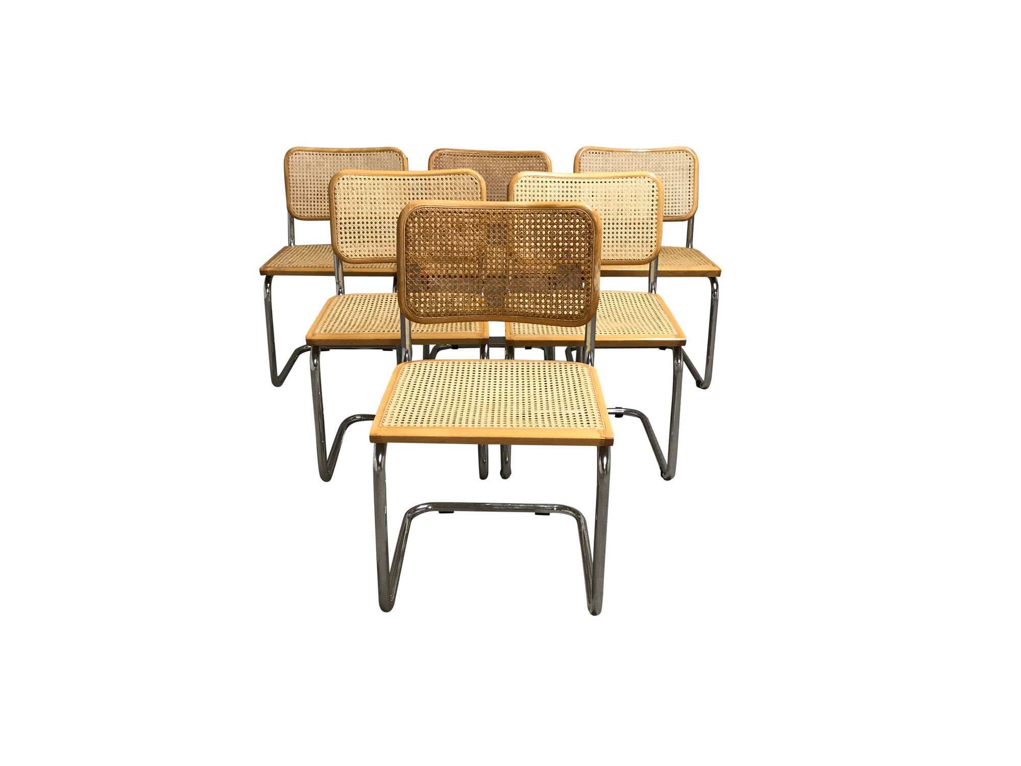 Lot de 6 chaises par Marcel Breuer Cesca fabriquées en Italie années 1970