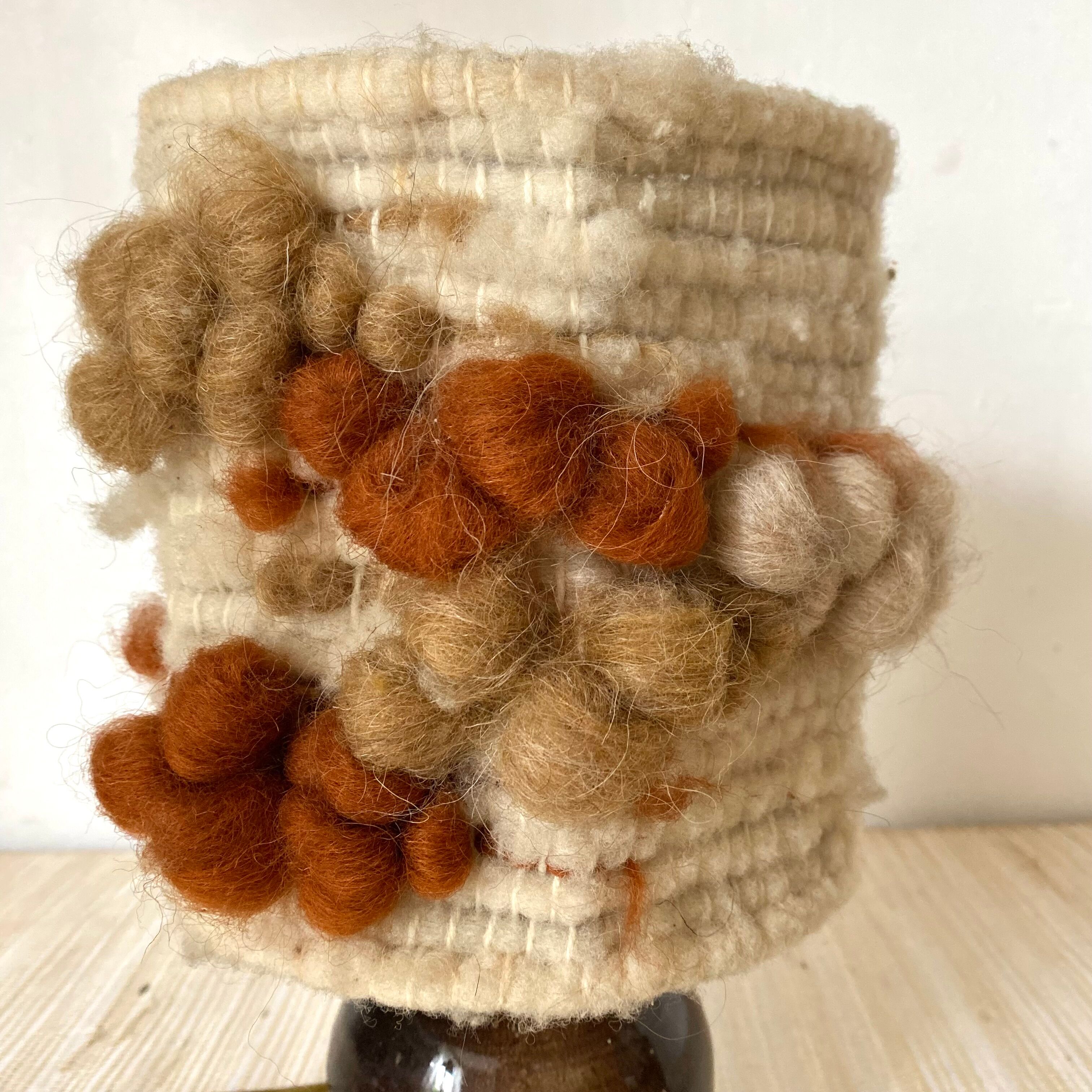 Vintage ceramic and wool lamp, 70s